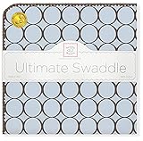 SwaddleDesigns Ultimate Receiving Blanket, Brown Mod Circles, Pastel Blue