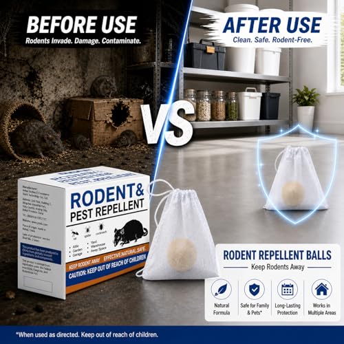 Image of Mouse Repellent Balls 32 Pack, Peppermint Rodent Repellent for Mice and Rats, Natural Mouse Deterrent Indoor Outdoor, Long Lasting Pest Control for Home, Garage, Basement, Attic, Car