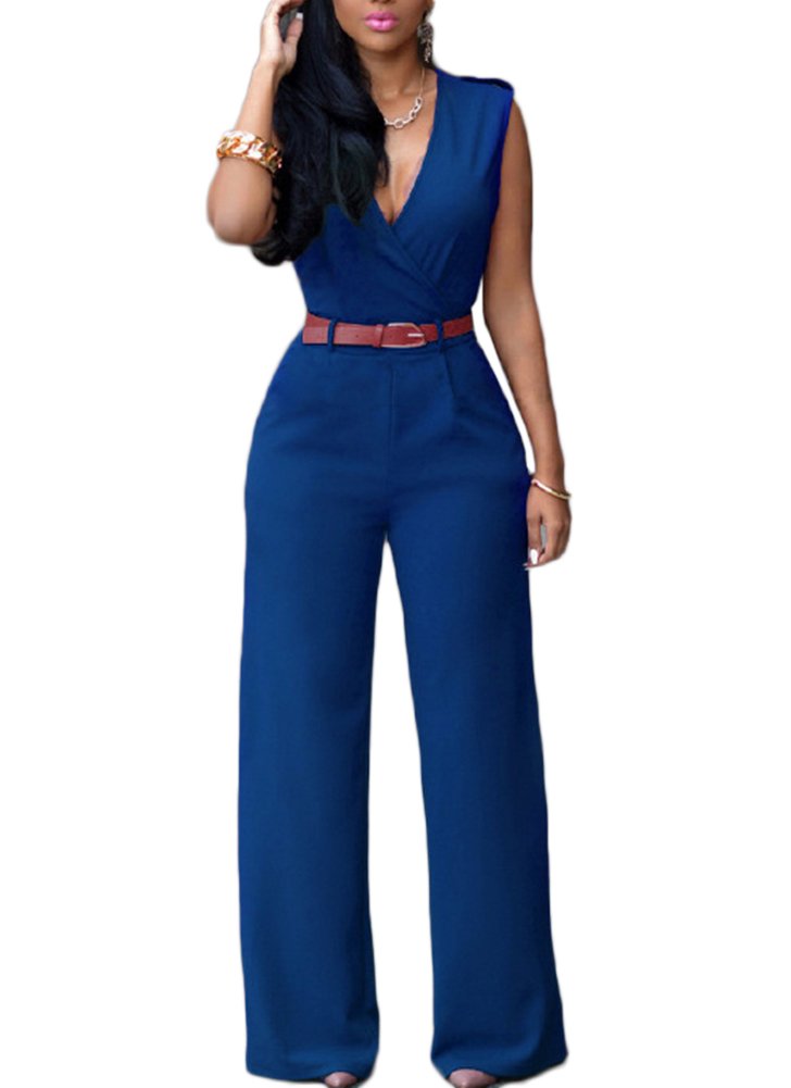 LaoZan Monos Mujer De Vestir Largos Elegantes Sin Manga Alto Cintura Casual Monos Largos Pantalones Clubwear