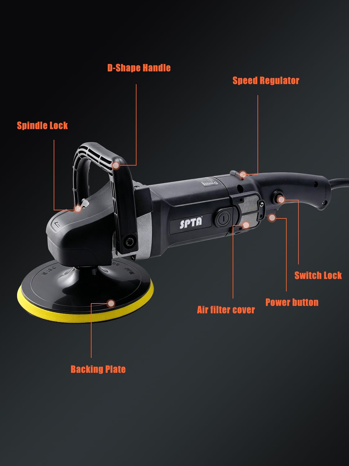 SPTA 7" Rotary Car Polisher - Achieve a Professional Shine -3 SPTA 7" Rotary Car Polisher - Achieve a Professional Shine -3