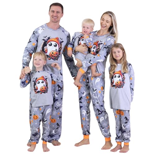 Matching Halloween Pajamas Set For Family Cute Spooky Graphic Sleepwear Long Sleeve Crew Neck Shirts And Pants Sets