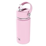 OISIZ Kids Water Bottle with Straw Lid 14oz, Vacuum Insulated 316 Stainless Steel Water Bottles for Kids for School, Leakproof Water Bottle, BPA Free and Keep Cold for 24 Hours