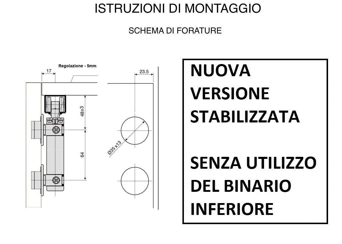 INDAUX KIT ferramenta SCORREVOLE x ANTA mobili, armadi, guardaroba PIEGHEVOLE con NUOVA OPZIONE SOFT 50kg(3 ANTE, AMMORTIZZATE)