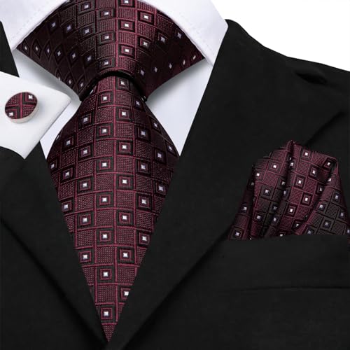 Image of Hi-Tie Men's Silk Ties Formal Woven Classic Necktie Pocket Square Cufflinks Lapel Pin Set Wedding Business
