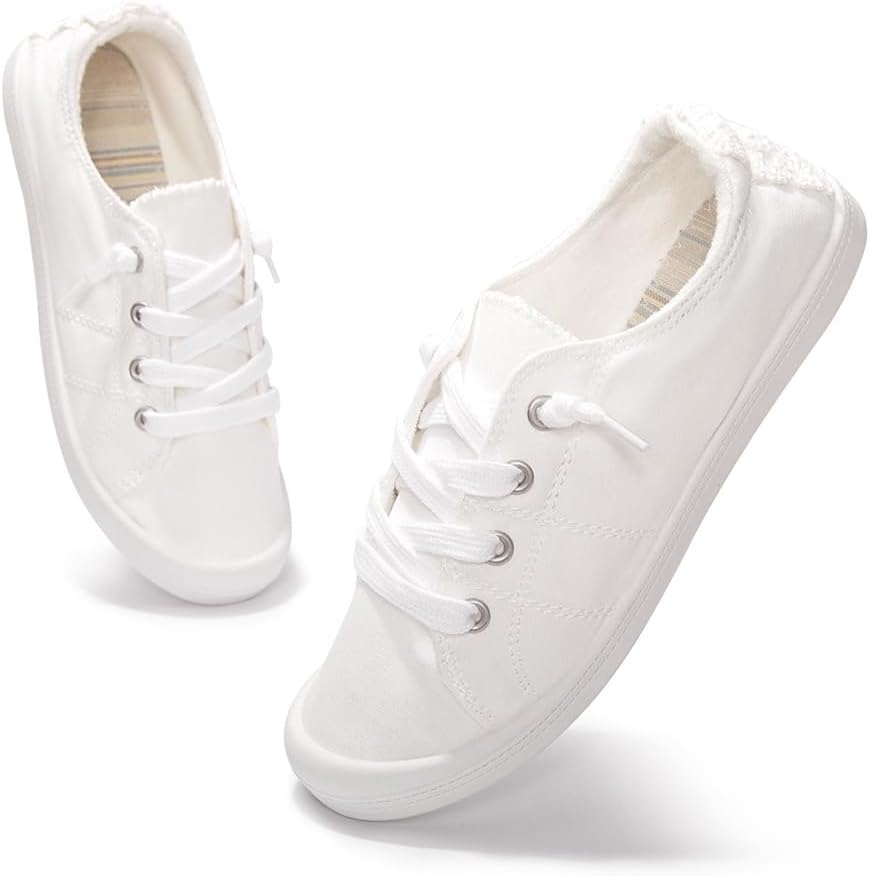 Womens Slip On Shoes, Comfort Canvas Sneakers with Low Top, Casual Fashion Shoes for Women Walking with Non Slip Rubber Outsole - Image 4