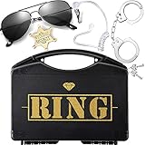 Ring Wedding Bearer Security:Ring Wedding Security Set Ring Box Bearer + Glasses + Earpiece + Badge + Handcuffs Ring Gifts Bearer Proposal Cosplay