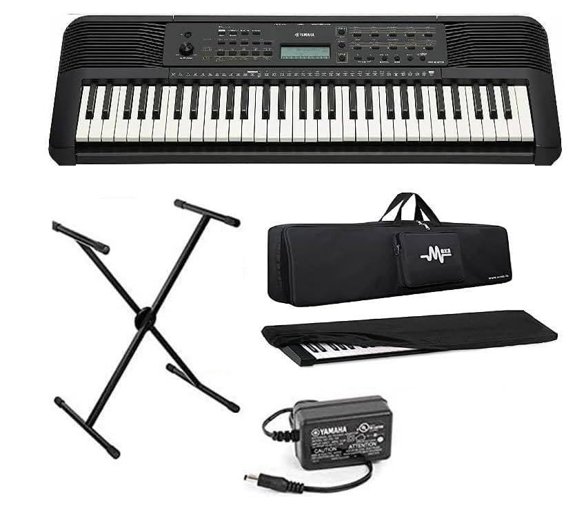 Yamaha PSR-E283, Portable 61-Keys Keyboard With Stand, Adapter,Padded Keyboard Bag & Keyboard Dust Cover Combo Pack.