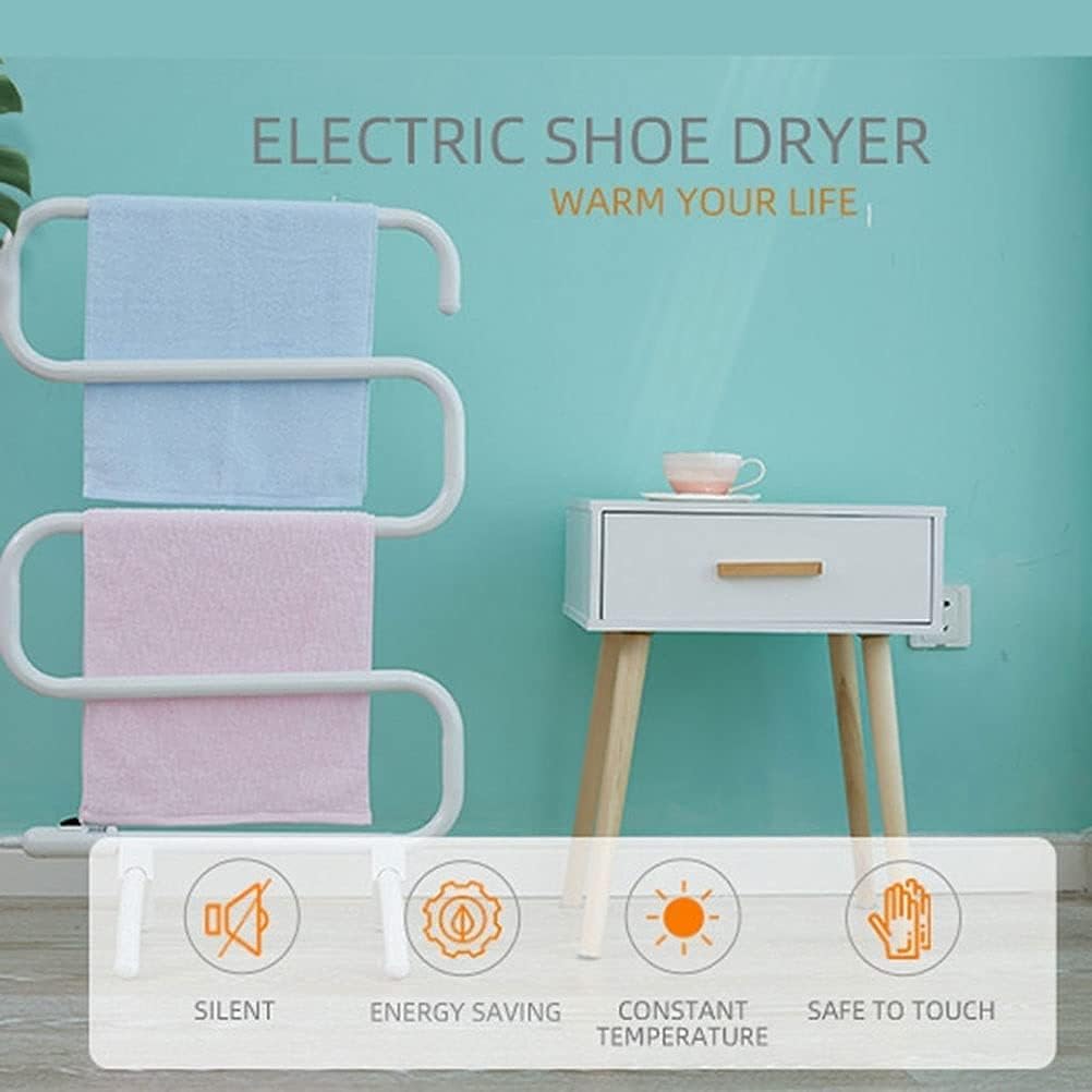 Towel Rack Towel Drying Rack Heated Stainless Steel Wall Mounted Electric Heated Towel Rack Warmer with Shelf Built-in Thermostat, Plug-in Design Easy Install