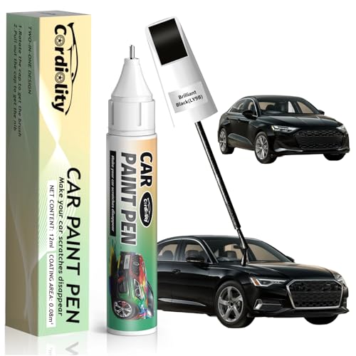 Image of LY9B Brilliant Black Touch Up Paint for Audi, Color Accurate Car Paint Scratch Repair Pen, Quick & Easy Fix Automotive Chips and Nicks