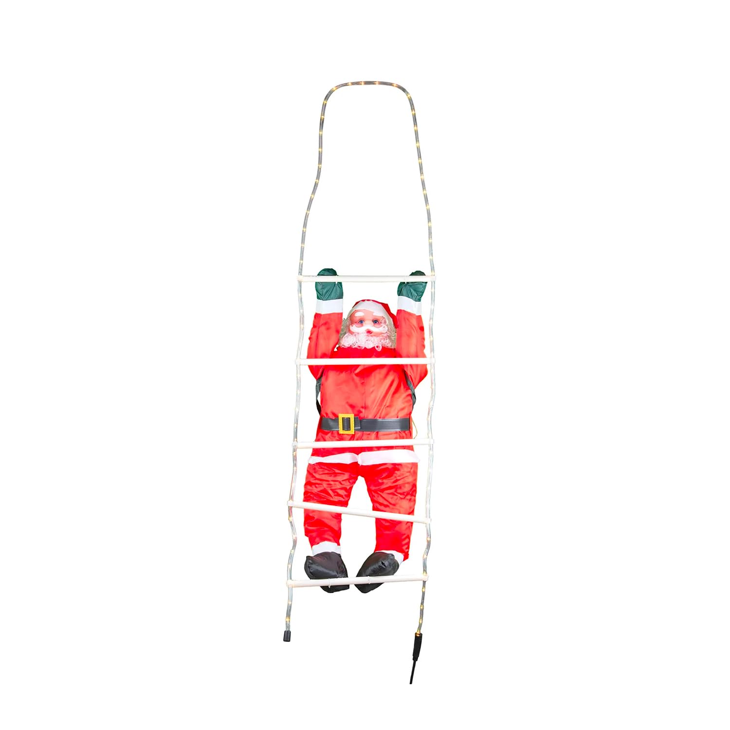 Avilia Decoración navideña de Papá Noel Rojo en Escalera Luminosa de LED 38 x 140 cm – Ideal para adornar Tanto Exteriores como Interiores y como Idea de Regalo – Fabricado en plástico Resistente y