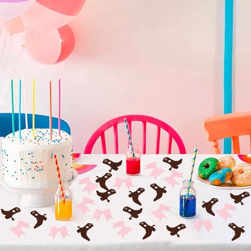 Image of 100 Pcs Pink Bows & Brown Confetti Boy or Girl Party Decoration Paper Scraps West Baby Shower Dining Table Colorful Paper Scraps Multiple Colors Can Be Used For Party Decoration
