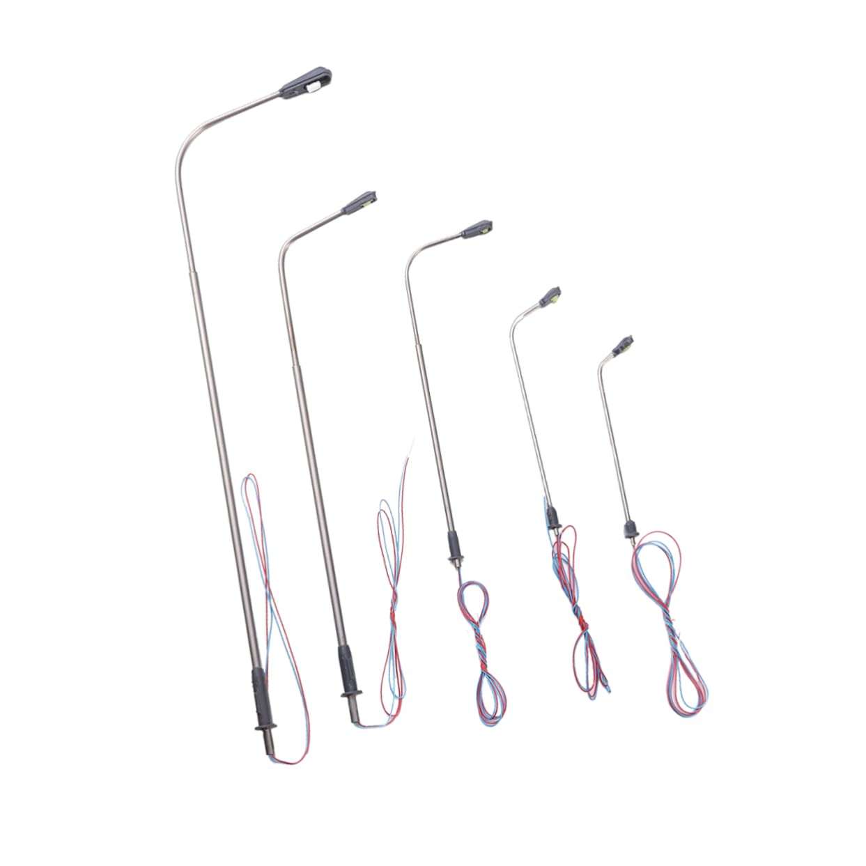 Kisangel Glowing Street Light Model 5pcs Miniature Led Lamps 110mm 80mm 55mm 40mm Landscape Microscopic Model Steel Tube DIY Railway Layout