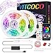 10M Bluetooth Tira LED, VITCOCO Tira LED 5050 RGB 10M(2×5M) de Flexibles Multicolor 300 LEDs Strip Con Mando a Distancia y Adaptador Corriente Para TV/Fiestas
