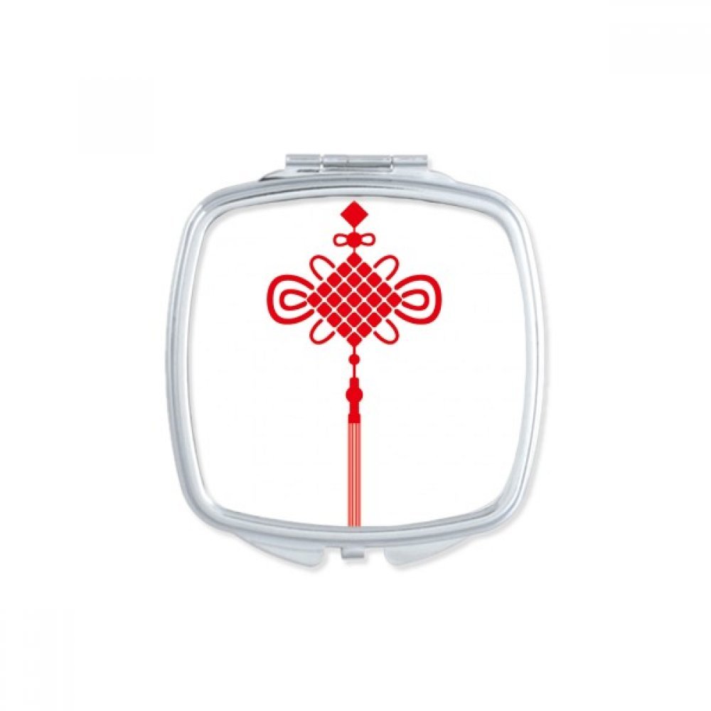 Miroir de poche à la main cadeau multicolore mignon avec nœud chinois de sécurité