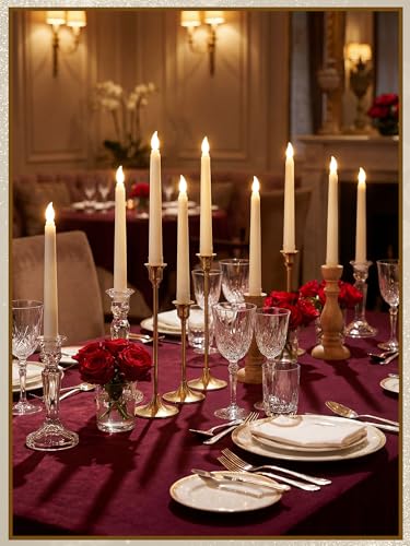 Image of Funtery 48 Pcs Flameless LED Taper Candles Battery Operated Candles Bulk Realistic LED Candlesticks Flickering for Wedding Church Party Home Decor(Ivory,6 Inch,Novelty Style)