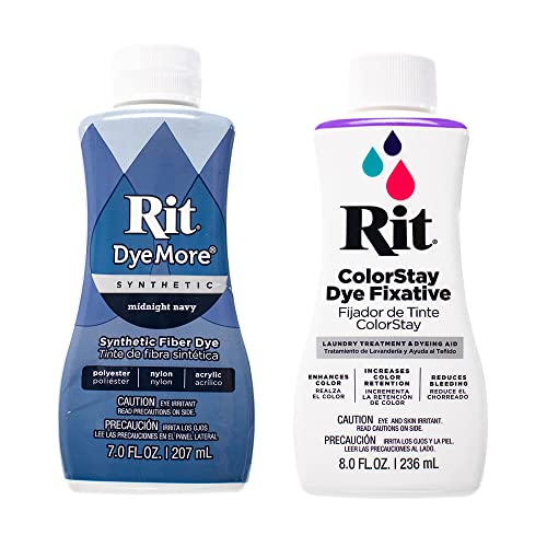 Rit DyeMore - Tintura per fibre sintetiche liquide per abbigliamento, decorazioni e artigianato, colore: blu scuro con fissativo di colore, 200 ml Rit DyeMore - Tintura per fibre sintetiche liquide per abbigliamento, decorazioni e artigianato, colore: blu scuro con fissativo di colore, 200 ml