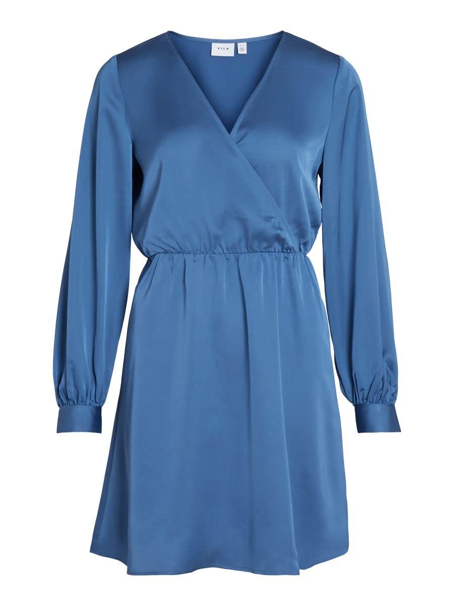 Vila Women's Federal Blue Violette Wrap L/S Dress/Su-Noos Dress, 6