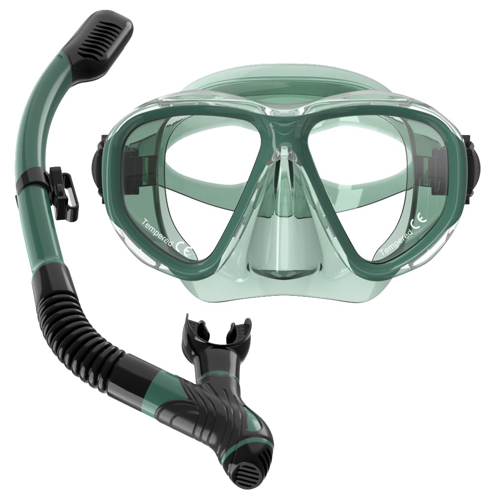 Findway Gafas Buceo Adulto, Vidrio Templado Máscaras de Buceo，Dry Máscara Snorkel para Adultos y Adolescentes, Anti-Fugas Anti UV，máscara panorámica de visión Amplia, respiración Libre