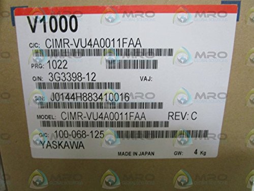 Product label of Yaskawa V1000 AC Drive showing model and electrical specifications