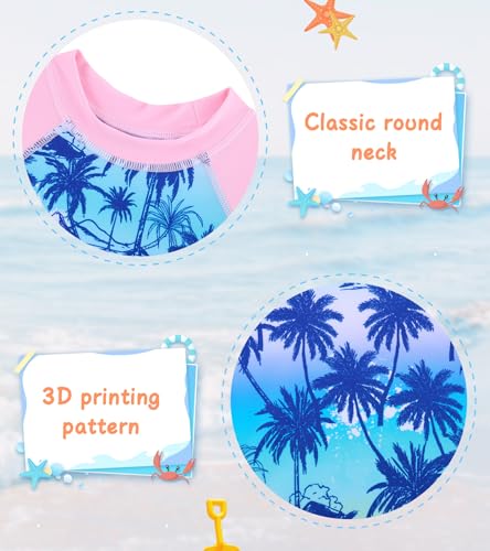 Image of UNIFACO Toddler Girls Swimsuit Rashguard Set Summer Beach Breathable Tankini with UPF 50+ Sun Protection 2-8T
