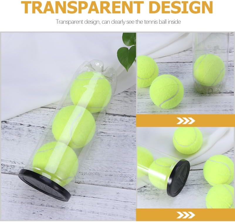 Miniatura 4 de 3 unids titular de pelota de tenis portátil multifunción botella de almacenamiento para pelotas de tenis contenedor transparente con tapa resistente