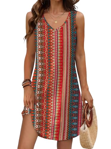 Image of Aokosor Womens Summer Dresses 2026 Loose V Neck Sleeveless Dress Sundresses Swimsuit Coverup Vacation Outfits