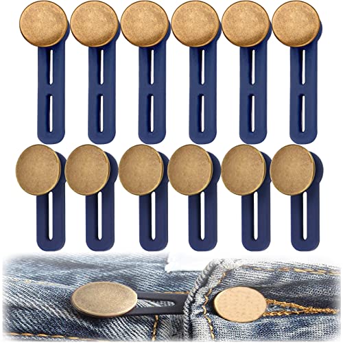 12 Pièces Pantalon Rallonge Bouton, Rallonge De Ceinture Pour Jeans, Extension De Bouton Élastique En Caoutchouc, Bouton Jeans Élastique En Metal, Pour Jeans, Pantalons, Jupes Cover