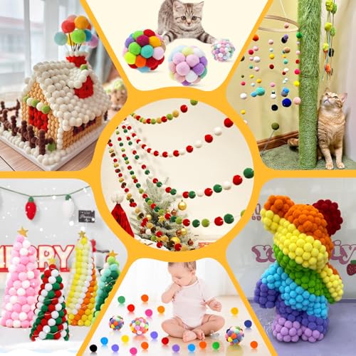 image for Veroave 150 Pieces Pom Poms 1 Inch Red,Small Pom Poms for Crafts, Puff