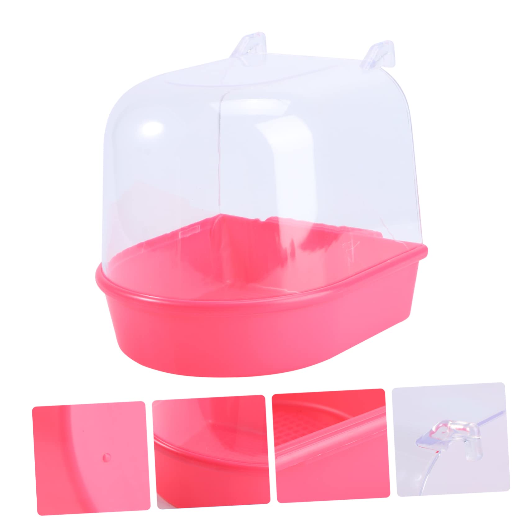 FRCOLOR 3pezzi Bagnetto per Uccelli Coperto Rossa Vaschetta per Pappagalli e Canarini Accessorio per Gabbie di Piccole Facile da Installare e Utilizzare