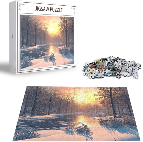 Puzzle 5000 Piezas Atardecer Rompecabezas para Adultos, un Rompecabezas Desafiante, Juegos de Puzzle para Toda la Familia, Letras en la Parte Posterior, Regalos Navidad 2025 Escena de Nieve H-8981