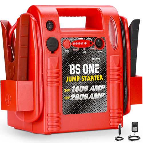 24V / 12V Jump Starter, Heavy Duty 1200/2400 Peak Amp Sealed Lead Acid Battery Jump Starter for Car Truck Tractor Excavator, Jump Box Power Pack with USB/DC Output and LED Light