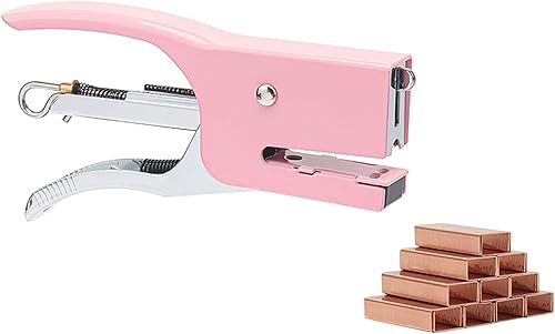 Miniatura 8 de #10 - Mini grapadora de alicates verdes con juego de grapas, bonita engrapadora manual n. 10 con 1000 grapas de oro rosa para suministros de