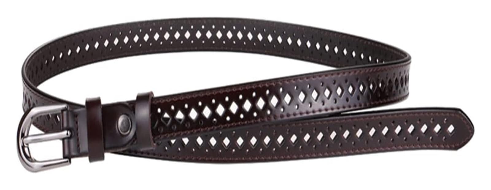 dfEDRd Ladies Waist Belt, 105-115cm Women Cowhide Thin Belts Ladies Genuine Leather Hollow Out Jeans Waistband Accessories(Coffee,105)