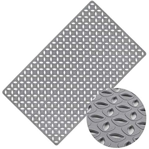 Qidordour Bathtub Mat Non Slip Shower Mat Anti Mould, Gray Bath Mat for Tub, Washable Bathroom Tub Mat Mildew Resistant Soft Rubber Shower Grip Mat with Drain Holes & Suction Cups, 40 x 70cm Cover