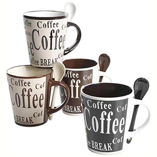 Mr. Coffee Bareggio Mug and Spoon Set, Café Americano, 8-Piece Mug and Spoon Set (14oz)2