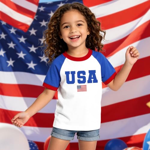 Image of 4th of July Shirts Toddler Boys Girls American Flag USA T-Shirt Kids Patriotic Tee Tops