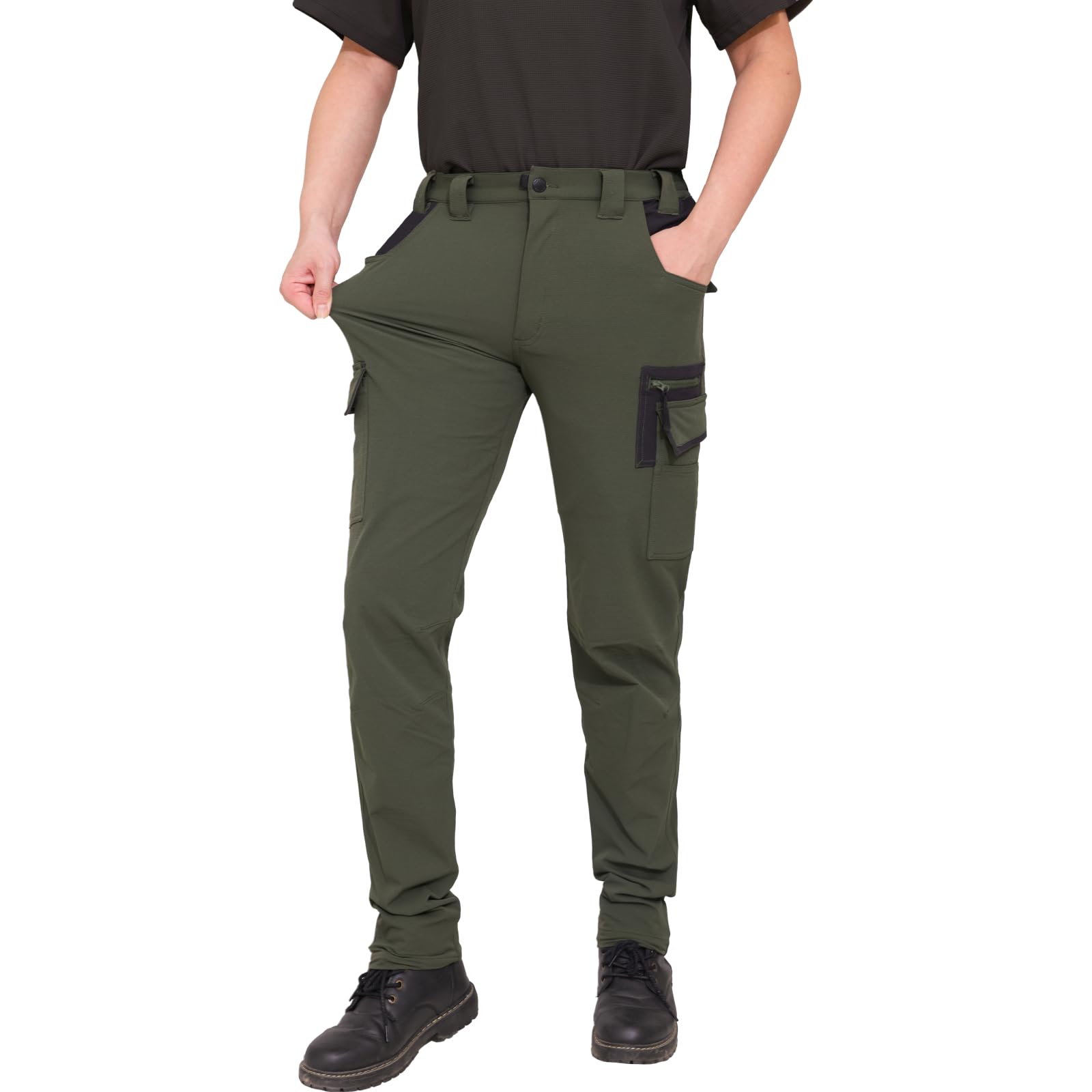 WORK IDEA Outdoorhose für Herren Wanderhose Wasserdicht & Elastisch Softshellhose Atmungsaktiv Weiche für Trekking, Bergsteigen und Freizeit