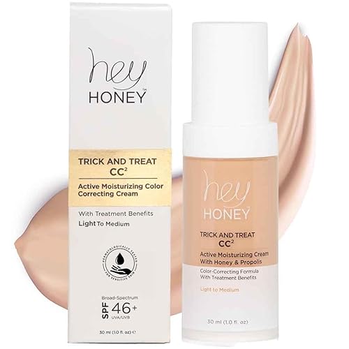 Hey Honey Trick and Treat CC Cream SPF 46 | Crema correctora de color hidratante activa con miel y propóleos | La mejor cobertura para rosácea, 1