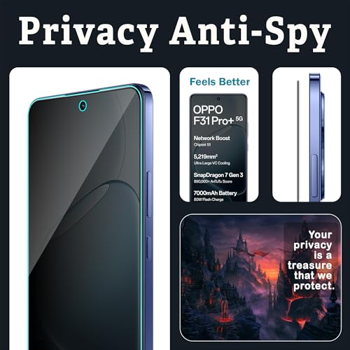 Image of FIRST MART Privacy Tempered Glass for Oppo F31 Pro Plus, 2 Pack | Anti-Spy 9H Screen Protector, Edge-to-Edge, Case-Friendly, Scratch Resistant, Bubble-Free