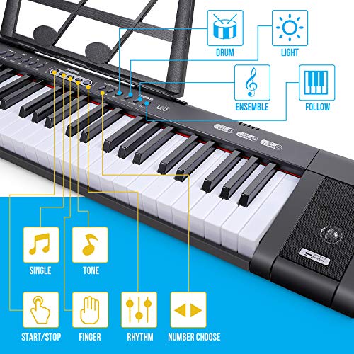 Innedu Clavier Électronique 61 Touches, Piano Numérique Portable avec Pupitre, 200 Rythmes, 200 Sons et Mode d… - Les Beatles, Paul McCartney, John Lennon, RIngo Starr, George Harrison Innedu Clavier Électronique 61 Touches, Piano Numérique Portable avec Pupitre, 200 Rythmes, 200 Sons et Mode d… – Image 4