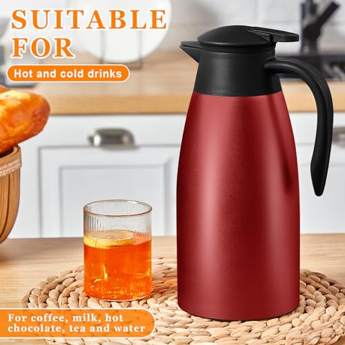 Image of Norme 2 Pcs Thermal Coffee Carafe Insulated Stainless Steel Coffee Carafe for Hot Liquid Vacuum Thermal Pot Creamer Pitcher Dispenser with Brushes Keeping Hot Water Milk(Wine Red)