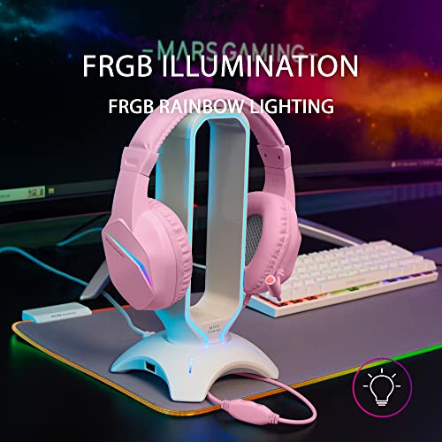 MARSGAMING MH122P Mars Gaming FRGB Over Ear Gaming Hoofdtelefoon met Microfoon, HiFi Geluid, Geluidsonderdrukking, Ultra Lichtgewicht, PS4 PS5 Xbox Switch Tablet Windows Mac, Roze - Afbeelding 3