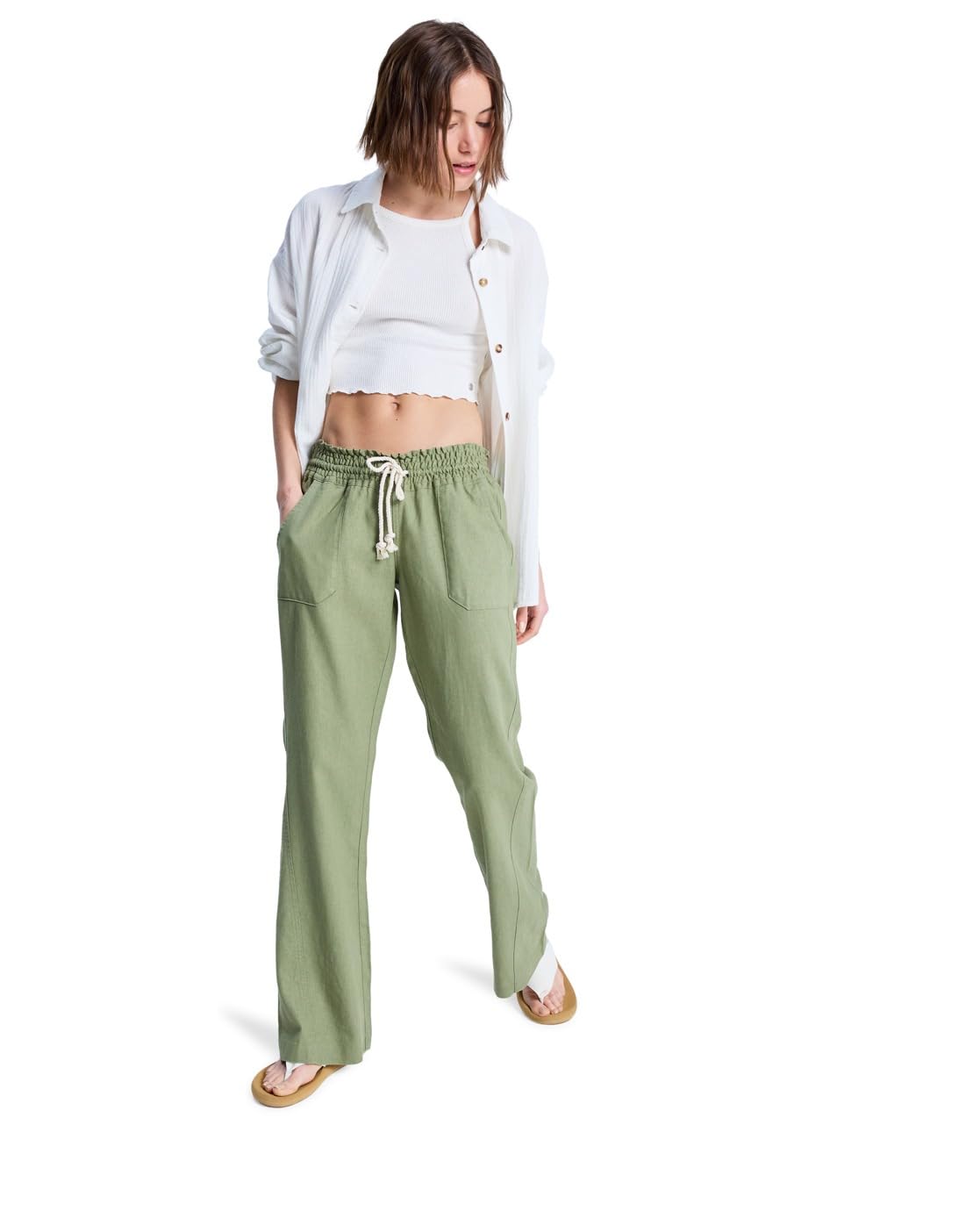 Roxy Flared Trousers Oceanside Pant Womens Green