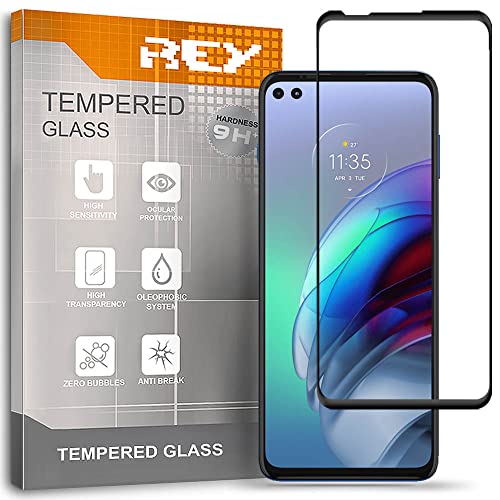 REY Protector de Pantalla Curvo para Motorola Moto G100, Negro, Cristal Vidrio Templado Premium, 3D / 4D / 5D, Anti Roturas