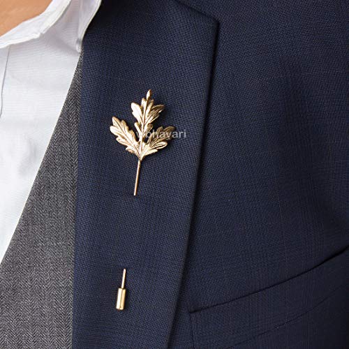 Image of VIBHAVARI Gold Brooch Lapel Pin for Men, Combo Pack of 3