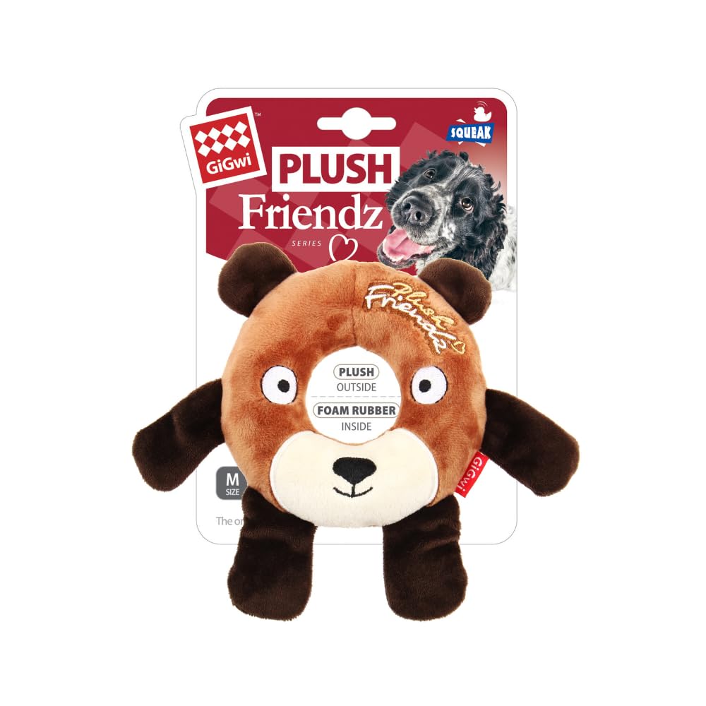 GiGwi Plush Friendz Ring Bear Dog Toy, Soft Plush with Foam Rubber Ring, Enticing Squeak, Safe, Lightweight, Ideal for Fetching, Snuggling, Tossing, Indoor Play, Light Chewers, Reduces Boredom, Medium (B07RXXHFWC) Amazon Price History, Amazon Price Tracker