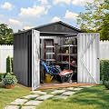 DWVO 6x4ft Metal Outdoor Storage Shed, Lockable Tool Storage Sheds, Oversized Steel Garden Sheds with Sloped Roof for Backyard, Patio, Garage, Lawn, Dark Gray