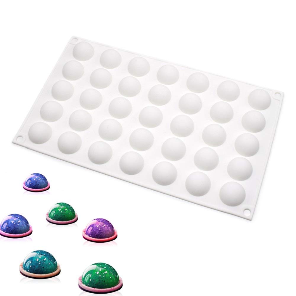 Silicone Mould for Cake Jelly Pudding Candy Chocolate, 35 Holes Small Semicircles