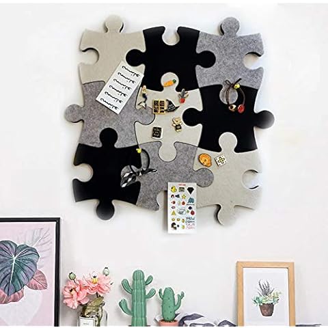 Felt Bulletin Board Cork Board Tiles, Set of Wall Puzzle Shape Pin Board w/Self Adhesive to Keep Memories Photos Memos Display Board Pads Pictures Drawing Goals Notes Colorful Foam Wall Decorative Cover