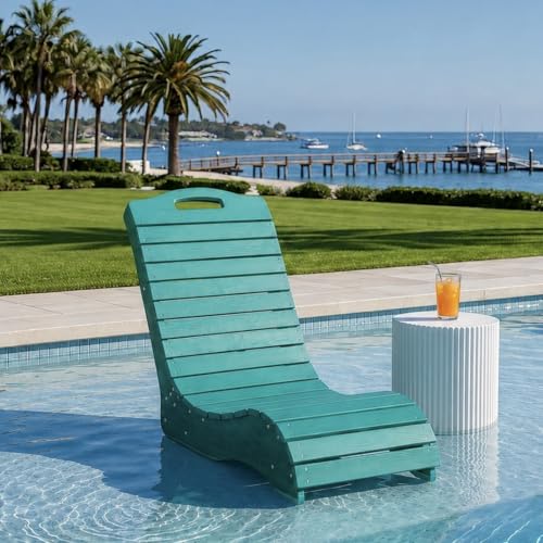Skybright HDPE Pool Lounge Chairs in-Pool Chaise Lounge Outdoor with Wheels S Shape Patio Sun Shelf Lounger for Poolside Deck Patio Beach